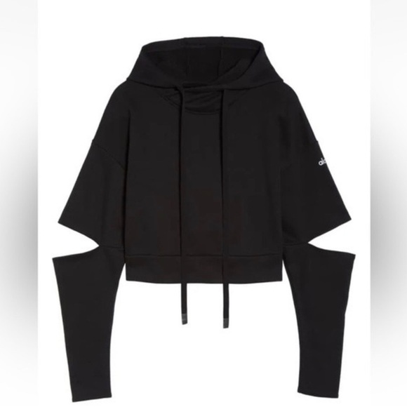 Alo Yoga Peak Women's Cropped Cutout Sleeve Pullover Crop Sweatshirt NWOT - Picture 4 of 4